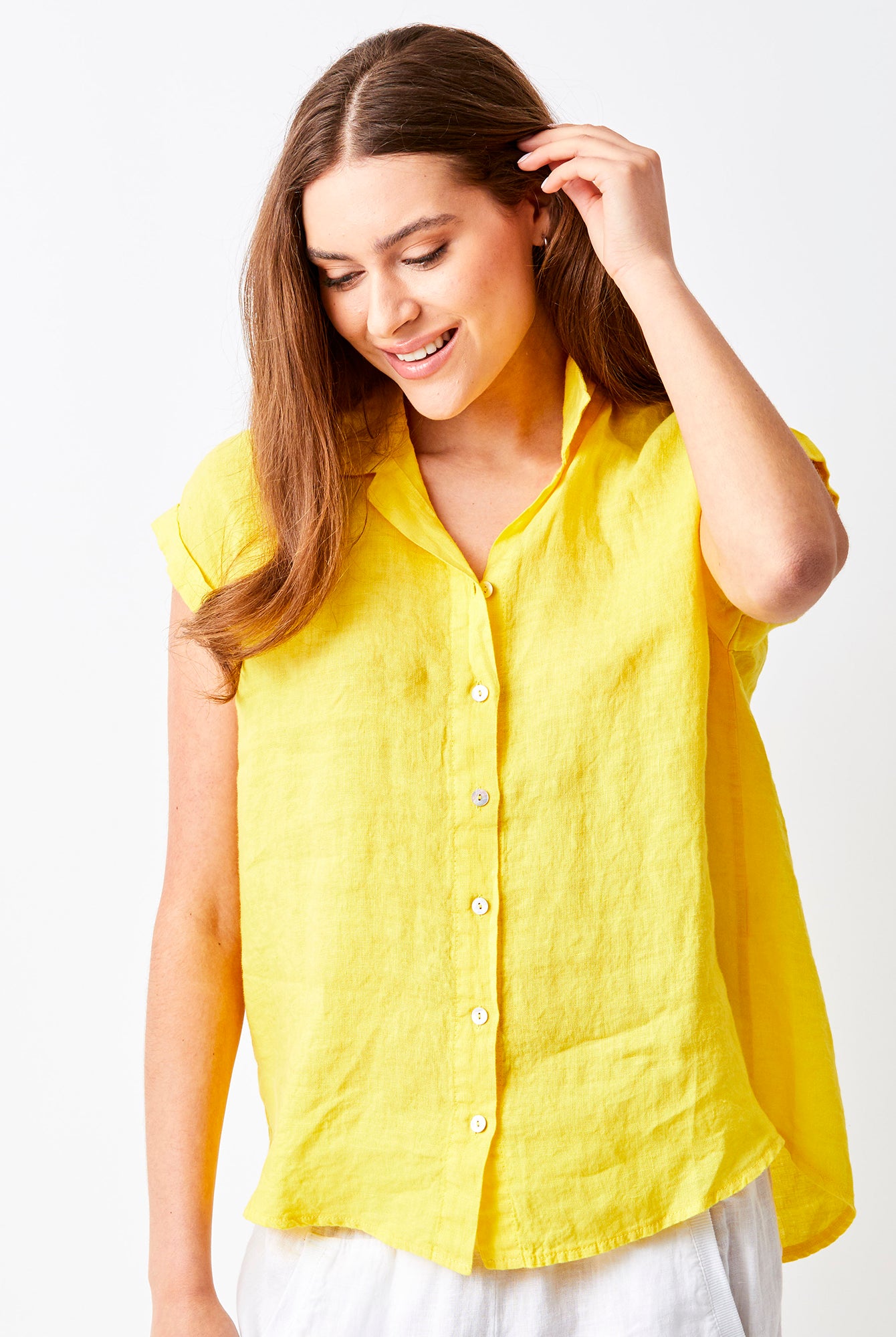 Ynez Short Sleeve Linen Shirt - Suzy D London