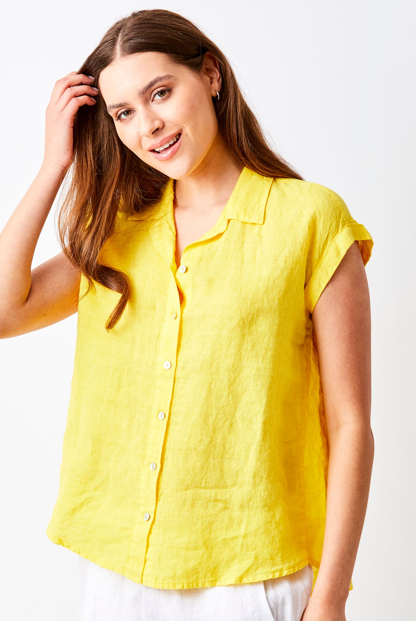 Ynez Short Sleeve Linen Shirt - Suzy D London