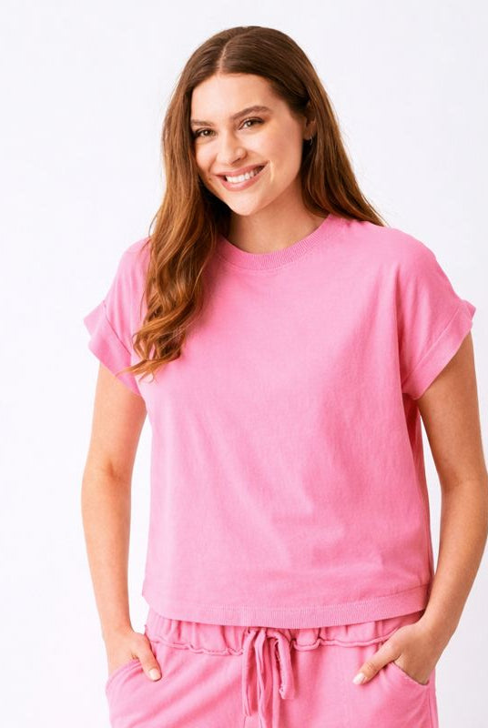 Whiley Crew Neck Tee With Turn Up Sleeve - Suzy D London