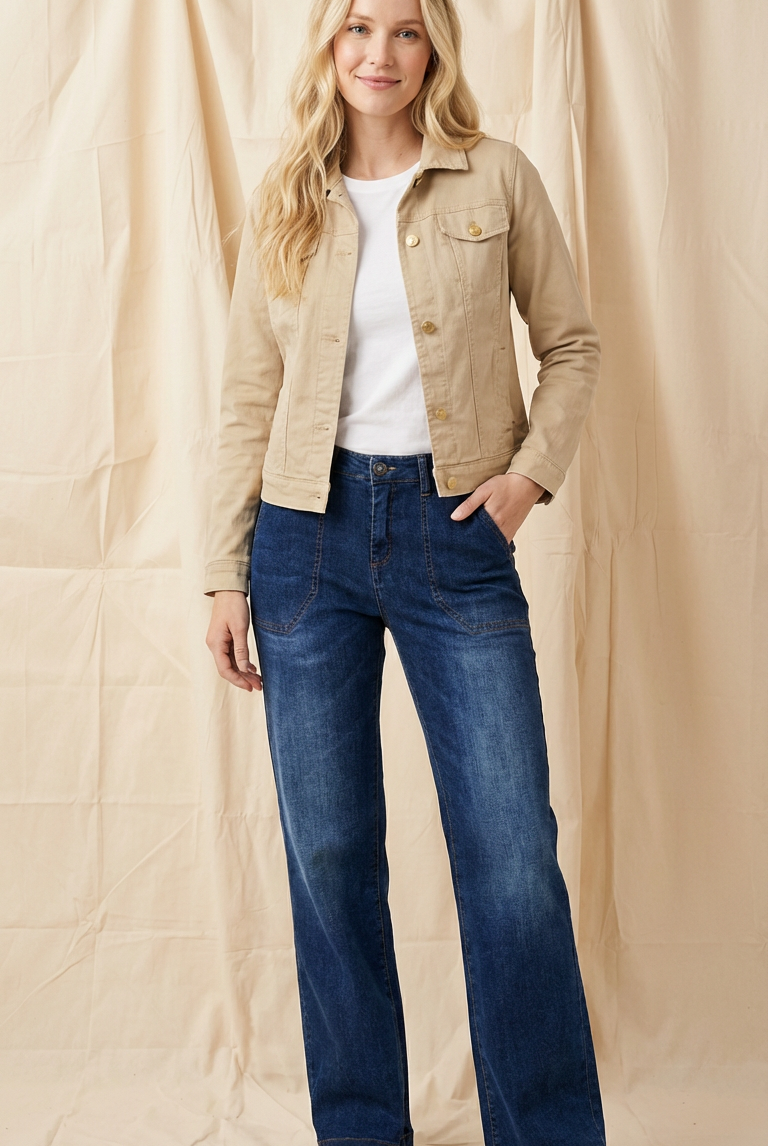 Greer Gaberdine Jacket With Front Pocket - Suzy D London