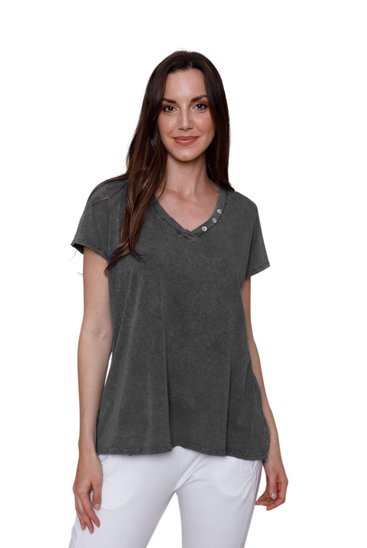 Longline Button T-Shirt - Suzy D London