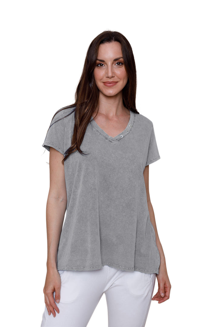 Longline Button T-Shirt - Suzy D London