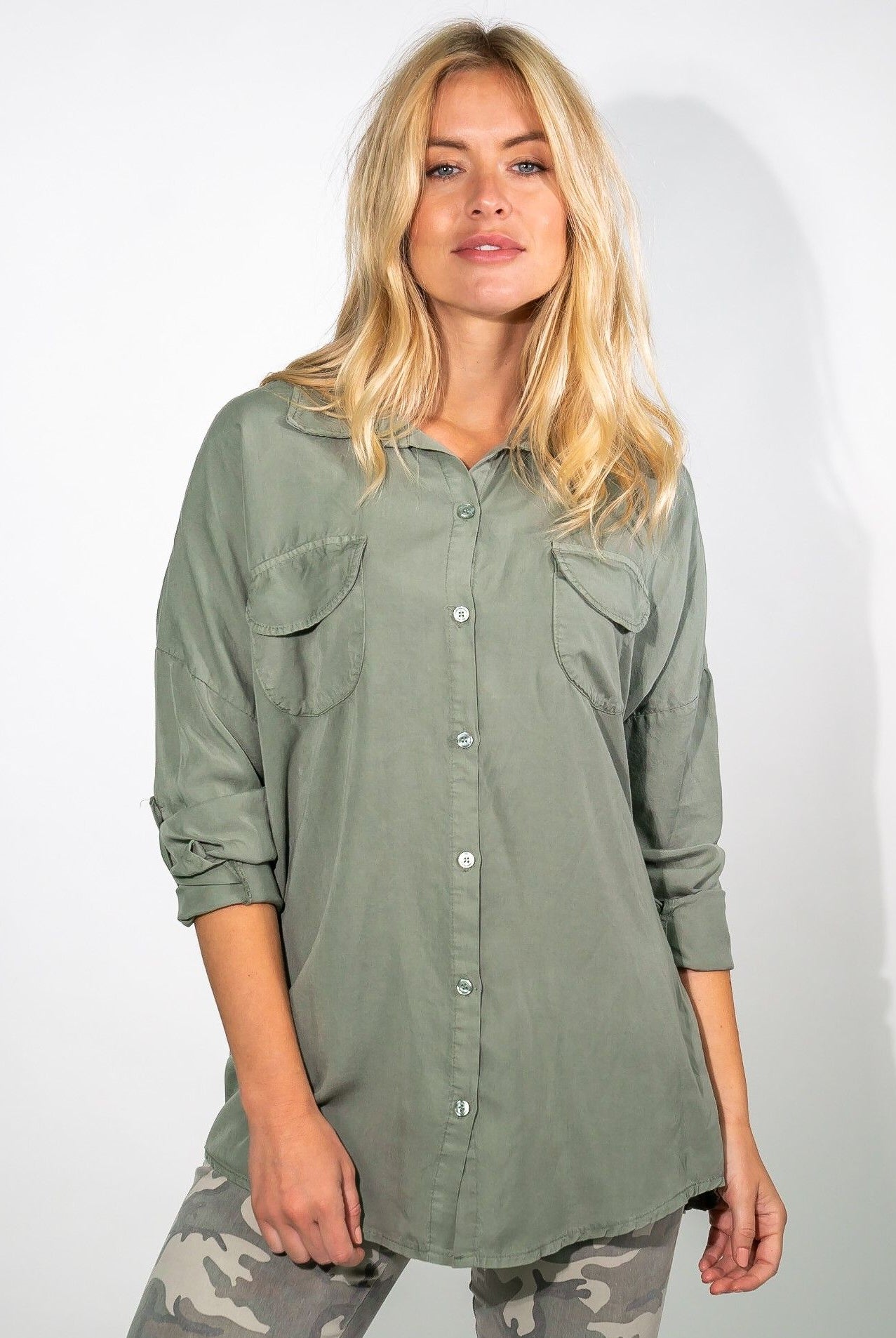 Beth Double Pocket Shirt Olive