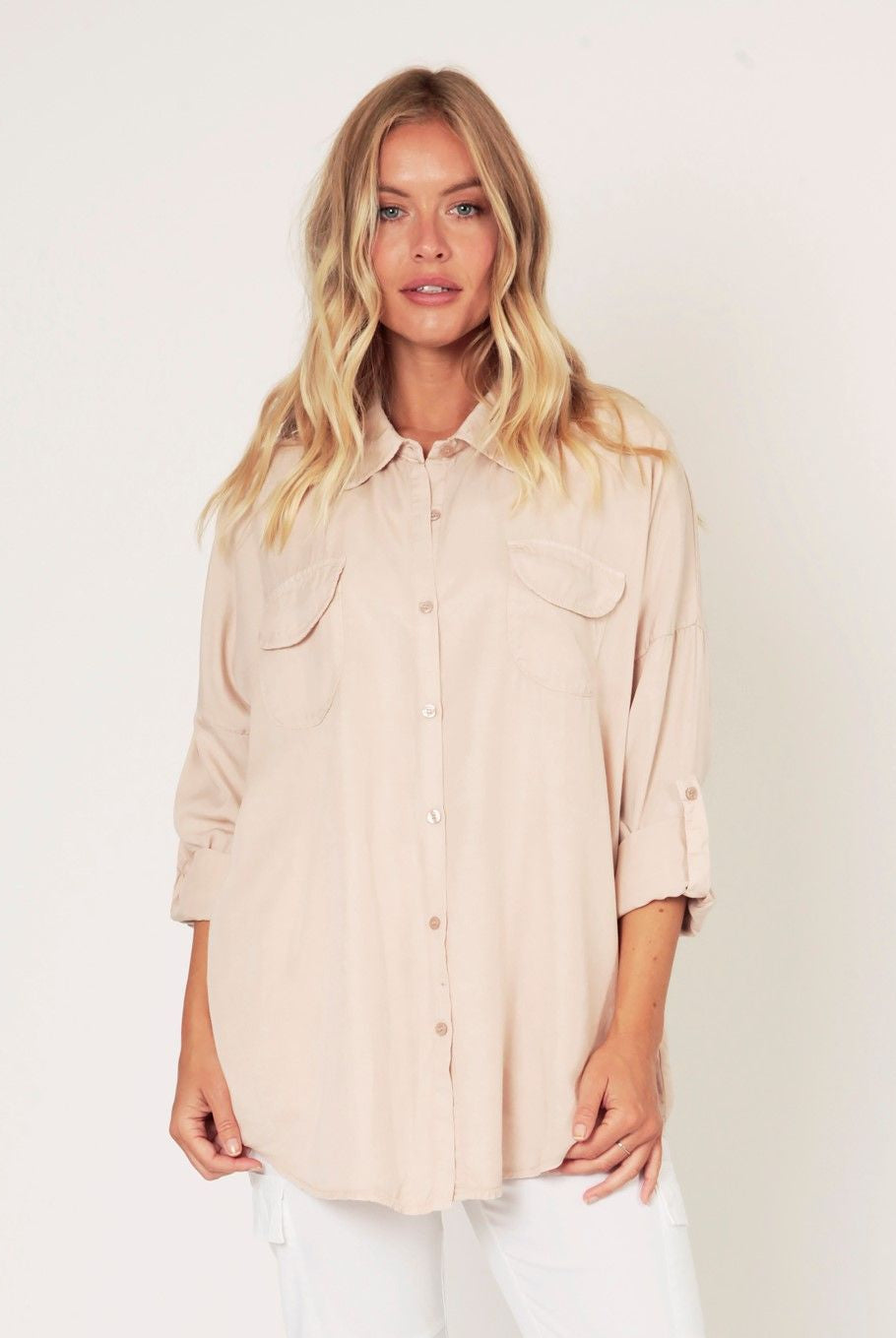 Beth Double Pocket Shirt Soft Pink