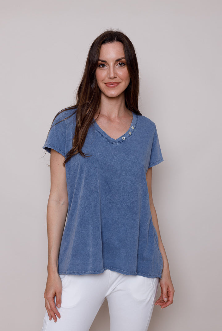 Suzy D Blake Longline Button T-Shirt