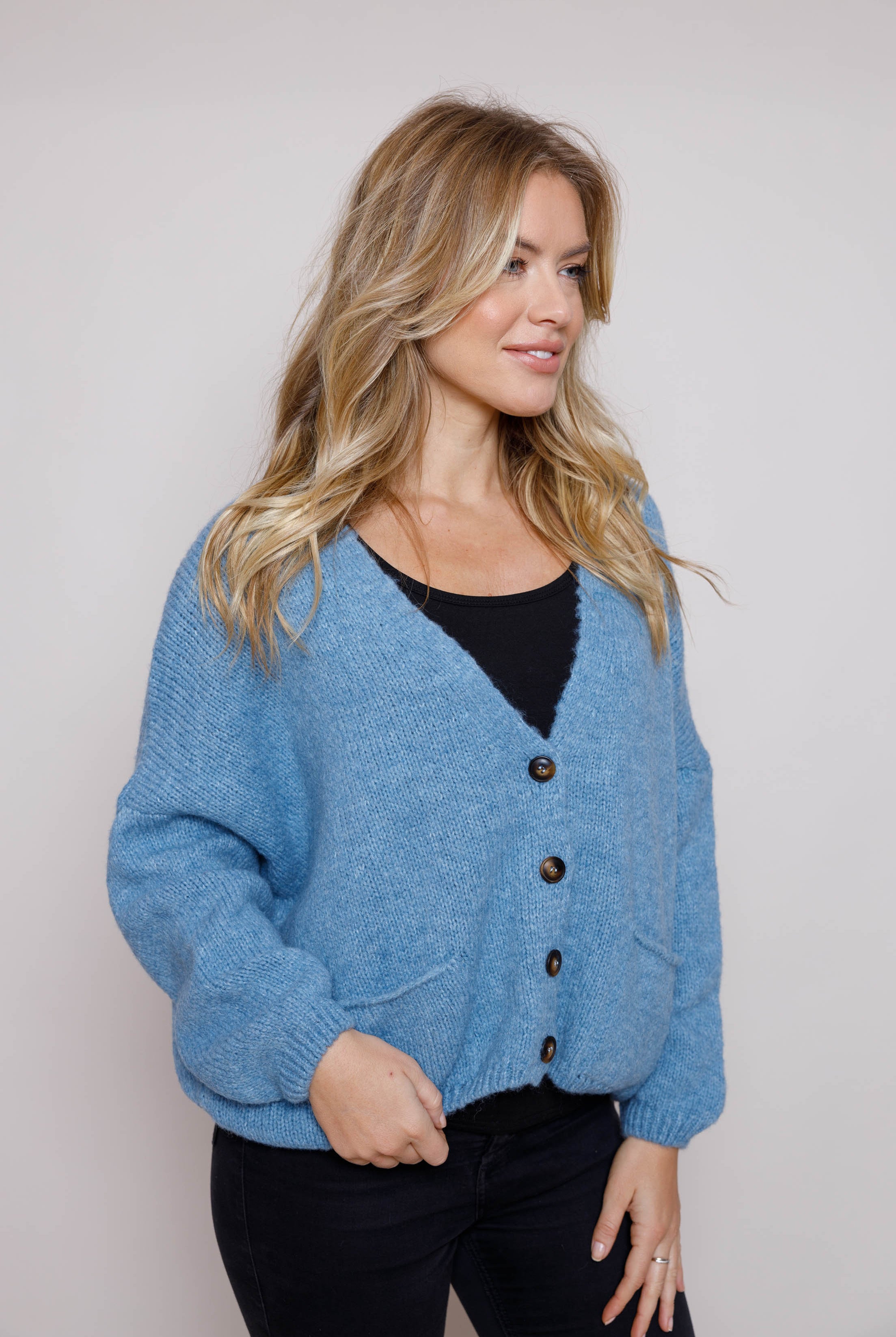 Fleurs Soft Chunky Knit Boyfriend Cardigan - Suzy D London