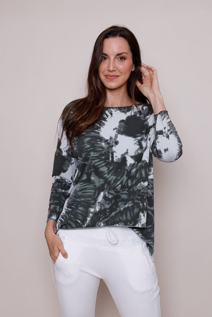 Suzy D Jacinda Tie Dye Sweater Olive