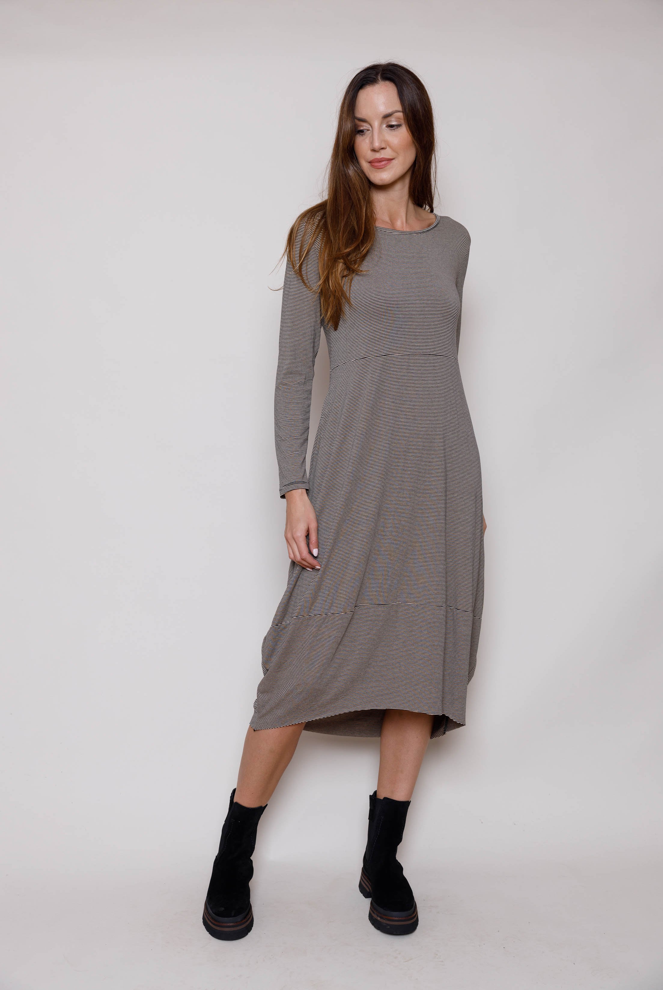 Juliete Stripe Maxi Dress With Tulip Bottom