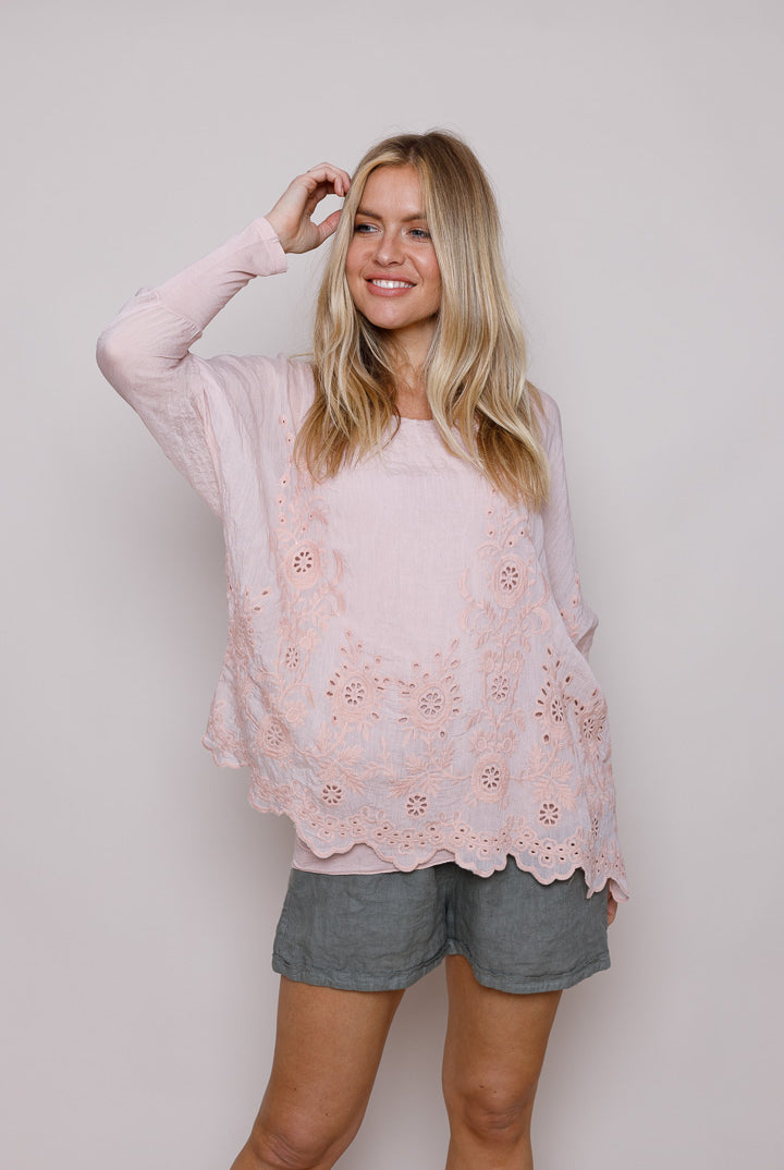 Suzy D Kendra Oversized Top Petal Pink