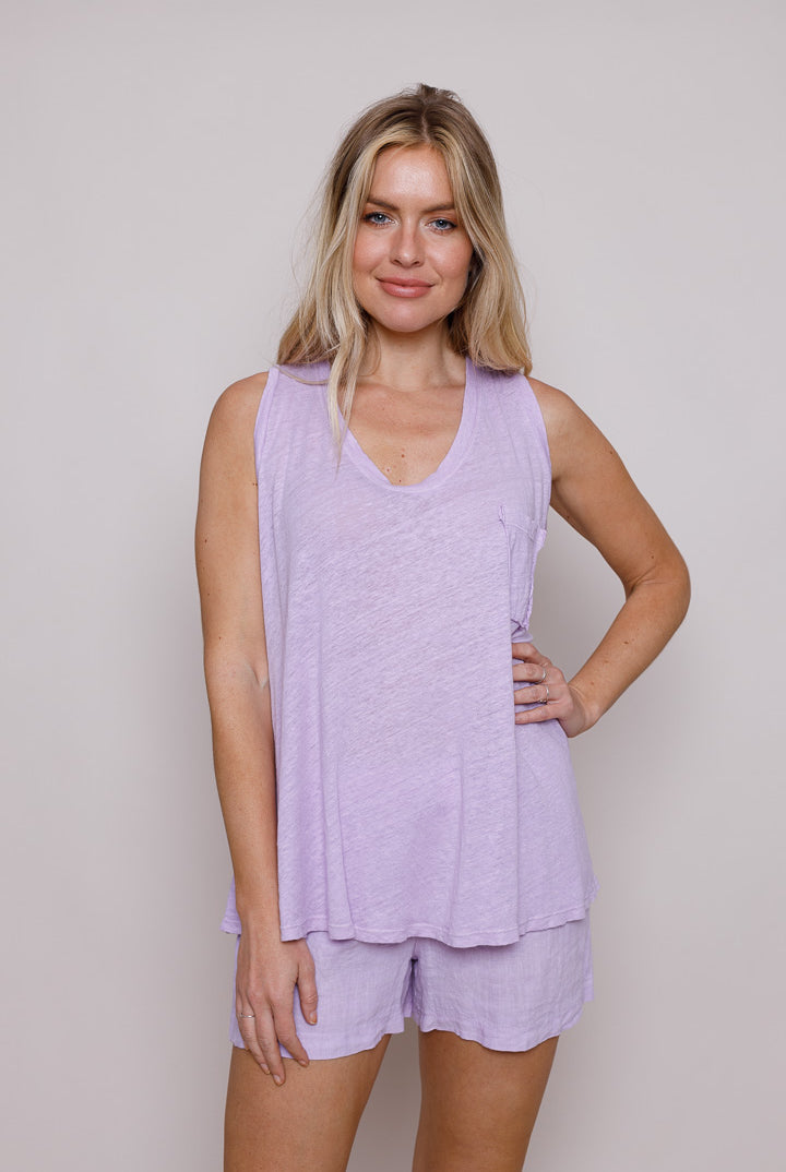 Suzy D Lorella Linen Vest Lilac