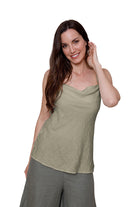 Sarai Drape Front Linen Camisole - Khaki
