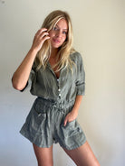 Suzy D Suzanne Linen Playsuit Khaki