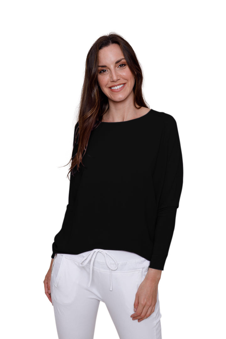 Black Button Detail Whoopy Top