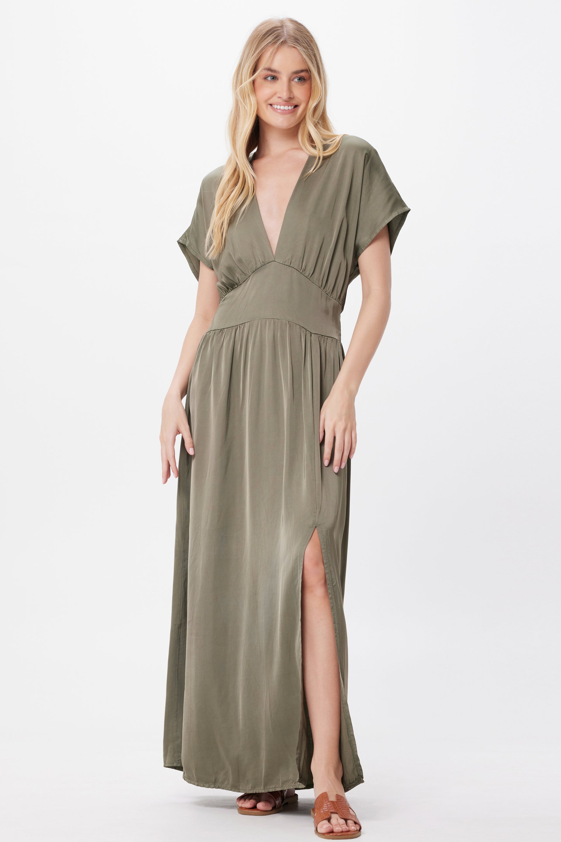 Ginger Satin Empire Line Maxi Dress Suzy D London Ginger Satin Empire Line Maxi Dress Suzy D London