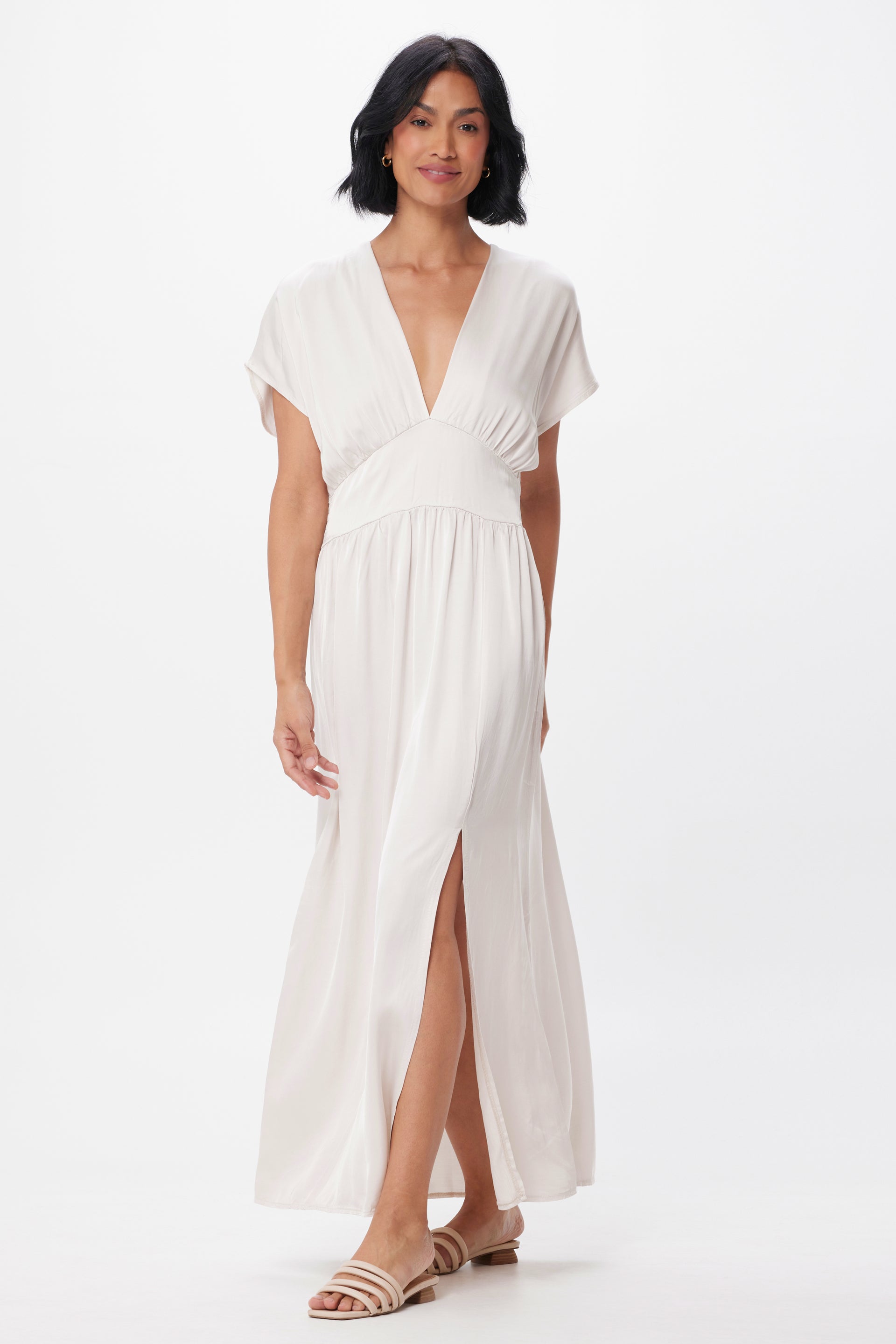 Ginger Satin Empire Line Maxi Dress