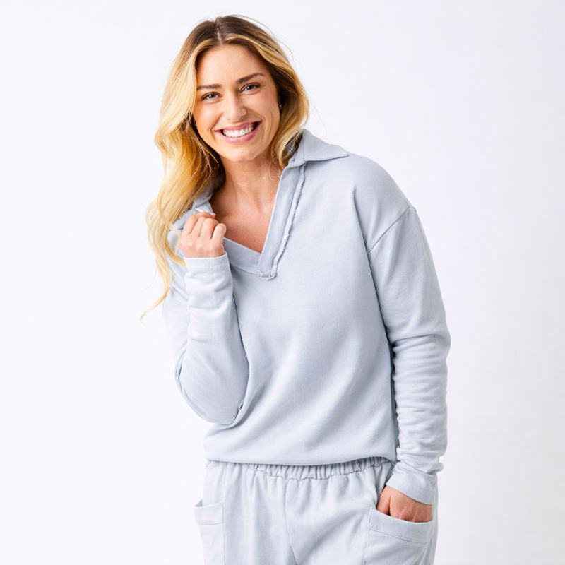 Whisper Raw Edge Open Collar Sweatshirt - Suzy D London