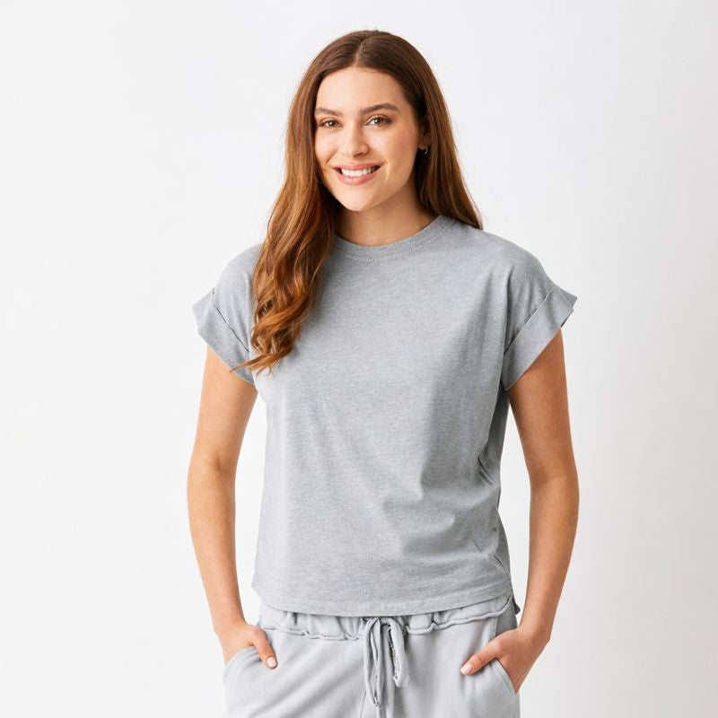 Whiley Crew Neck Tee With Turn Up Sleeve - Suzy D London