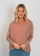 viscose v neck long sleeve