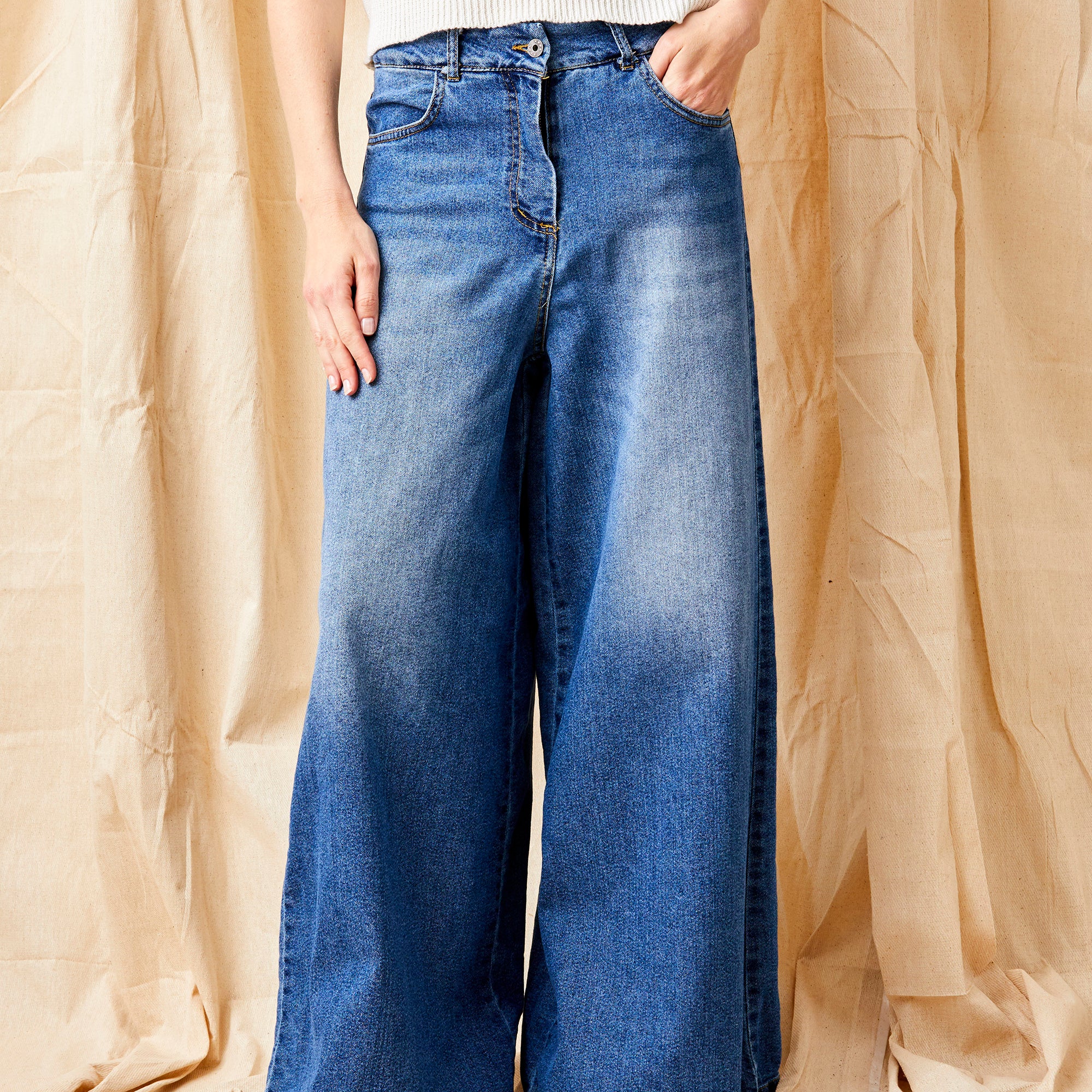 Brielle Stretch Denim Extra Wide Leg Jeans - Suzy D London