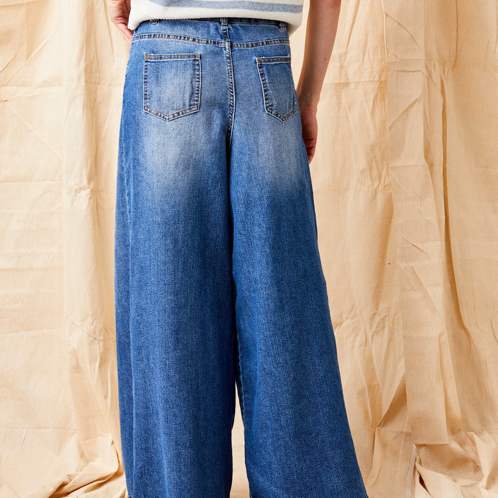 Brielle Stretch Denim Extra Wide Leg Jeans - Suzy D London