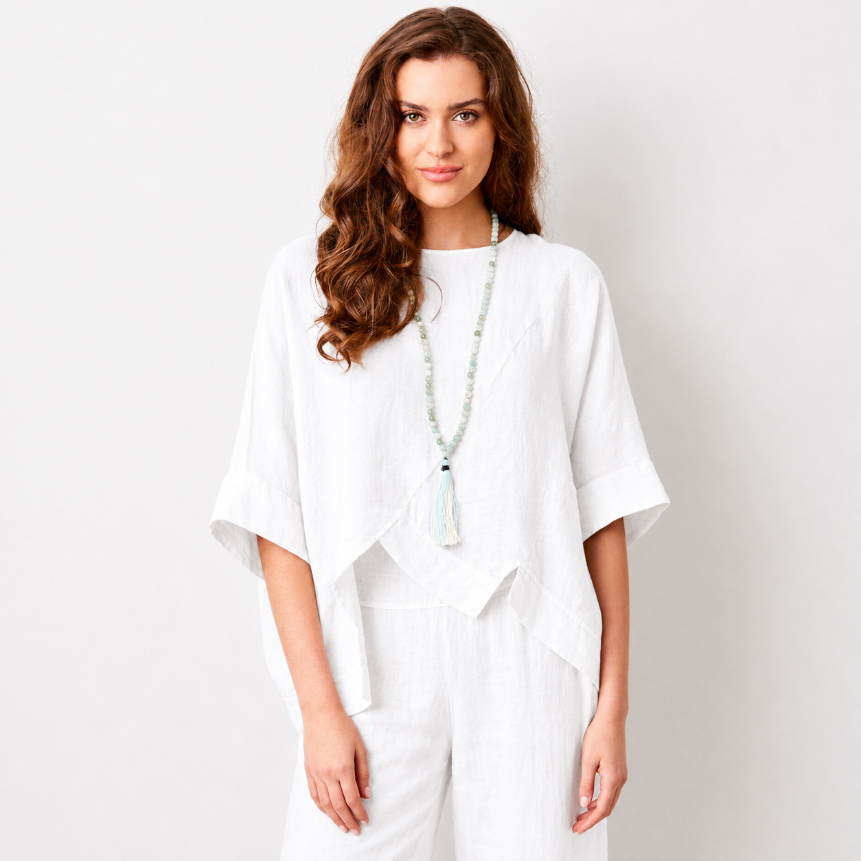 Yustina Linen Angled Hem Top - Suzy D London