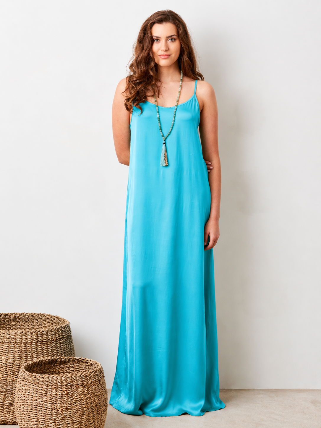 Suzie Satin Shoestring Strap Maxi Dress - Suzy D London