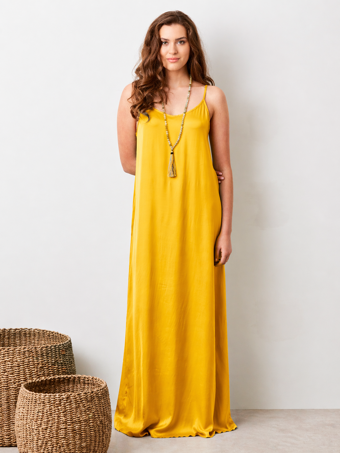 Suzie Satin Shoestring Strap Maxi Dress - Suzy D London