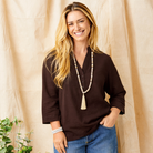 Jayla Textured Top With Button Front - Suzy D London