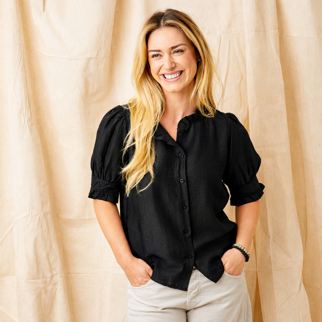 Nahara Textured Blouse With Frill Sleeve – Suzy D London