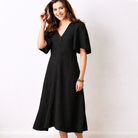 Liora Linen V-Neck Wide Sleeve Dress - Suzy D London