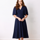 Liora Linen V-Neck Wide Sleeve Dress - Suzy D London
