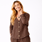 Saffron Linen Jacket With Wooden Buttons - Suzy D London