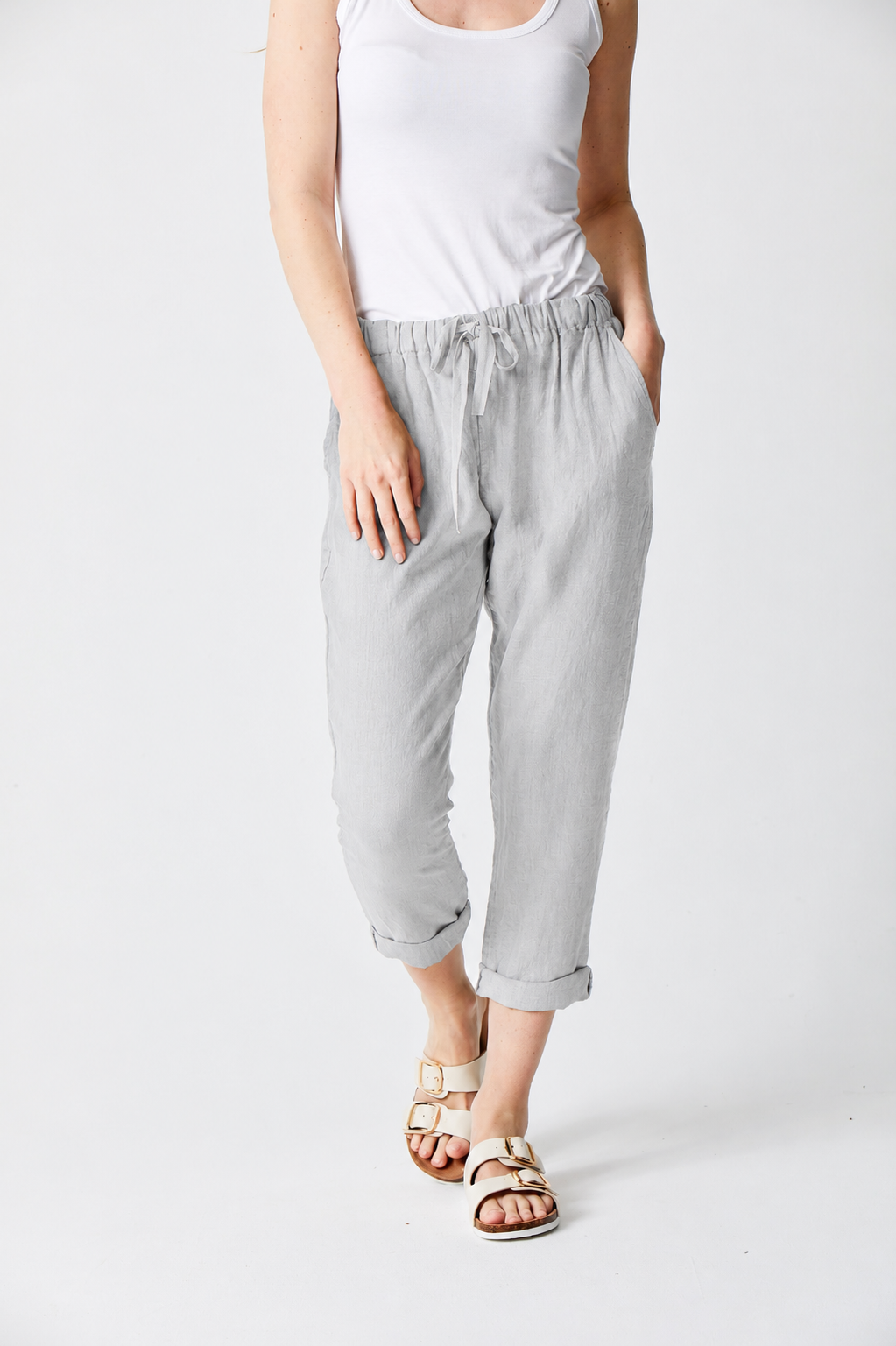 Mikey Linen Drawstring Tapered Pants - Suzy D London