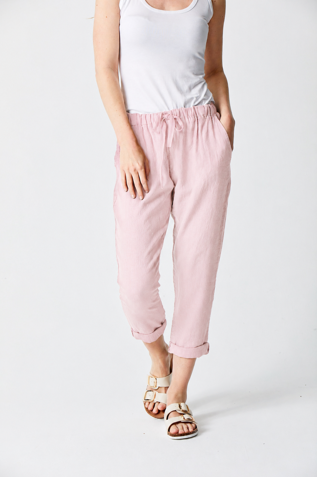 Mikey Linen Drawstring Tapered Pants - Suzy D London