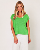 Lorenzo Linen Jersey Slash Neck top - Suzy D London
