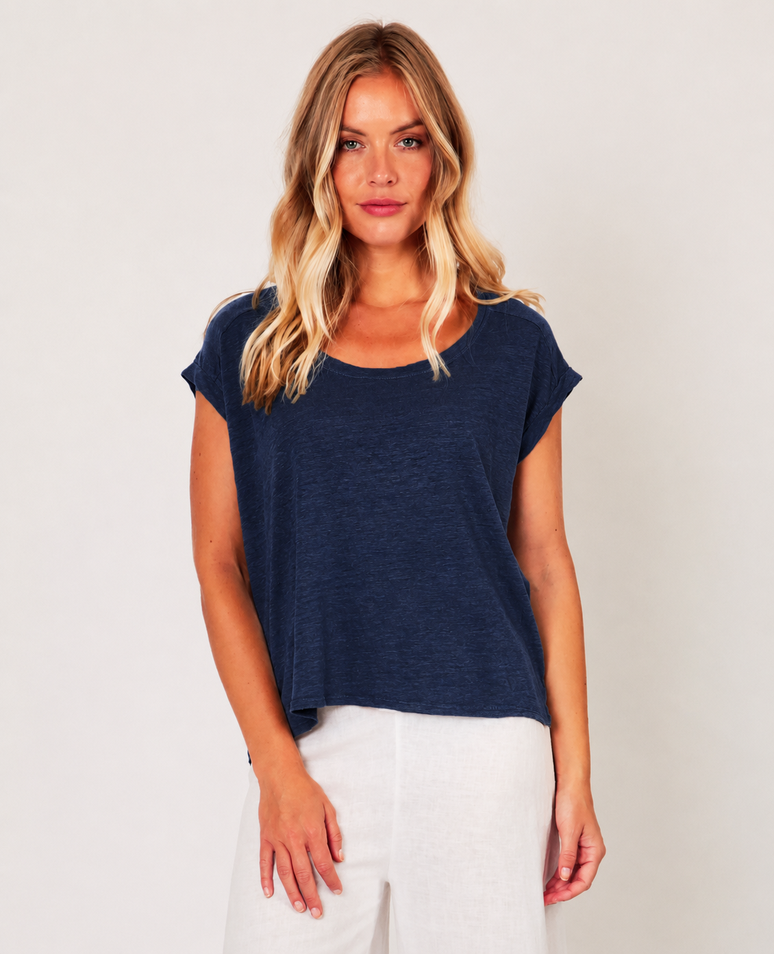 Lorenzo Linen Jersey Slash Neck top - Suzy D London
