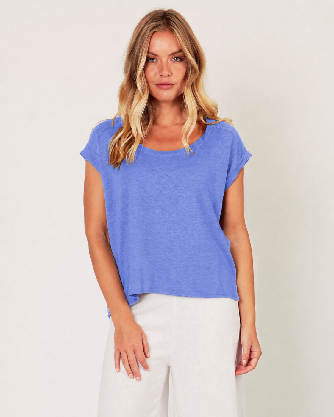 Lorenzo Linen Jersey Slash Neck top - Suzy D London