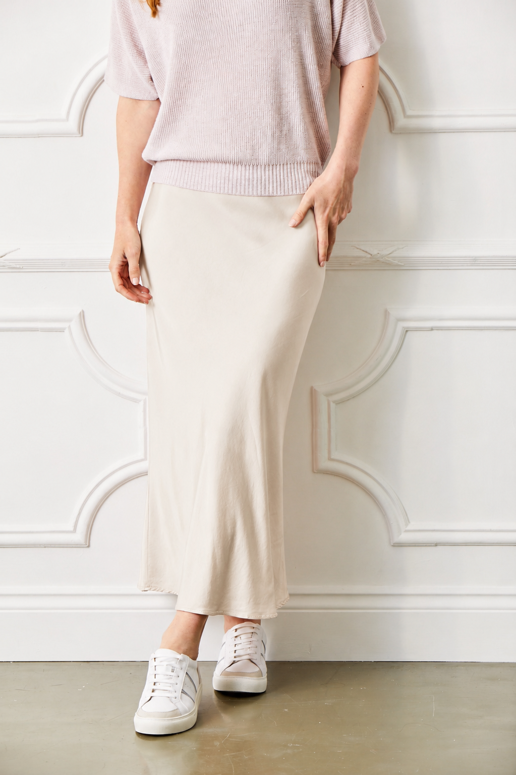 Gene Bias Cut Satin Maxi Skirt - Suzy D London