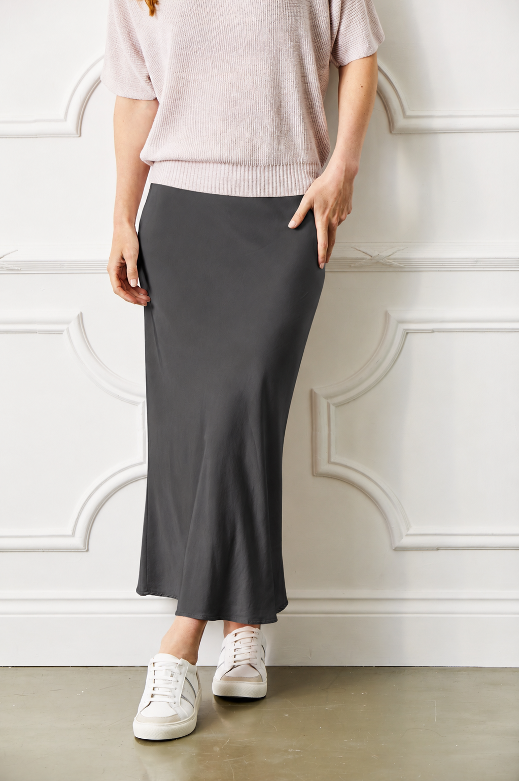Gene Bias Cut Satin Maxi Skirt - Suzy D London