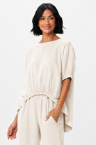 Sybil Linen Elasticated Front Hi Lo Top - Suzy D London