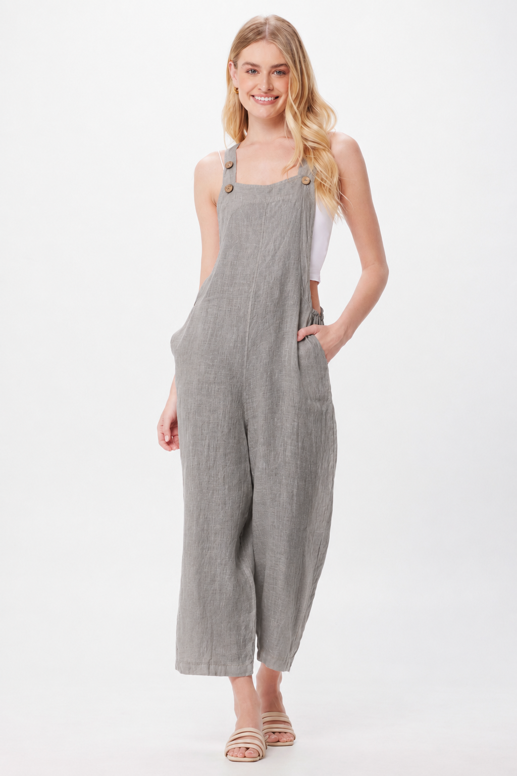 Shayla Linen Dungarees - Suzy D London