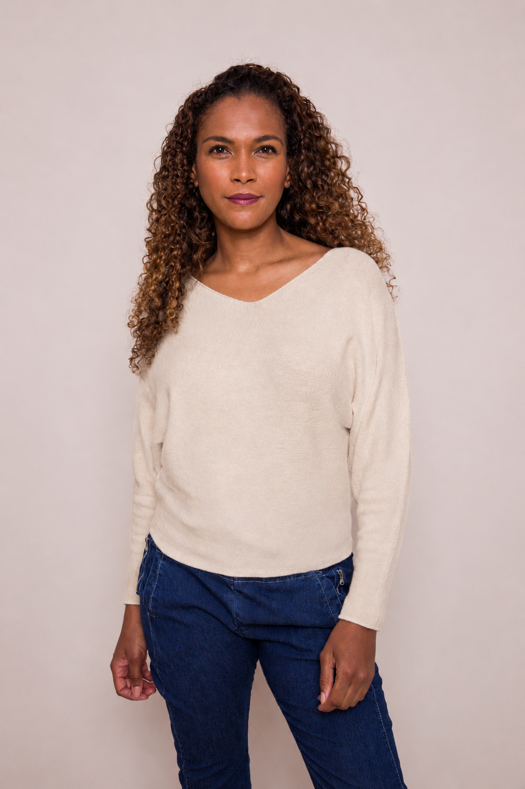 Leena Slash Neck Batwing Soft Knit Sweater - Suzy D London