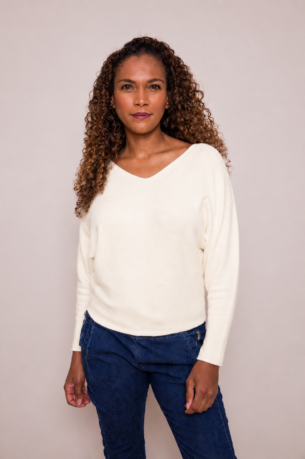 Leena Slash Neck Batwing Soft Knit Sweater - Suzy D London