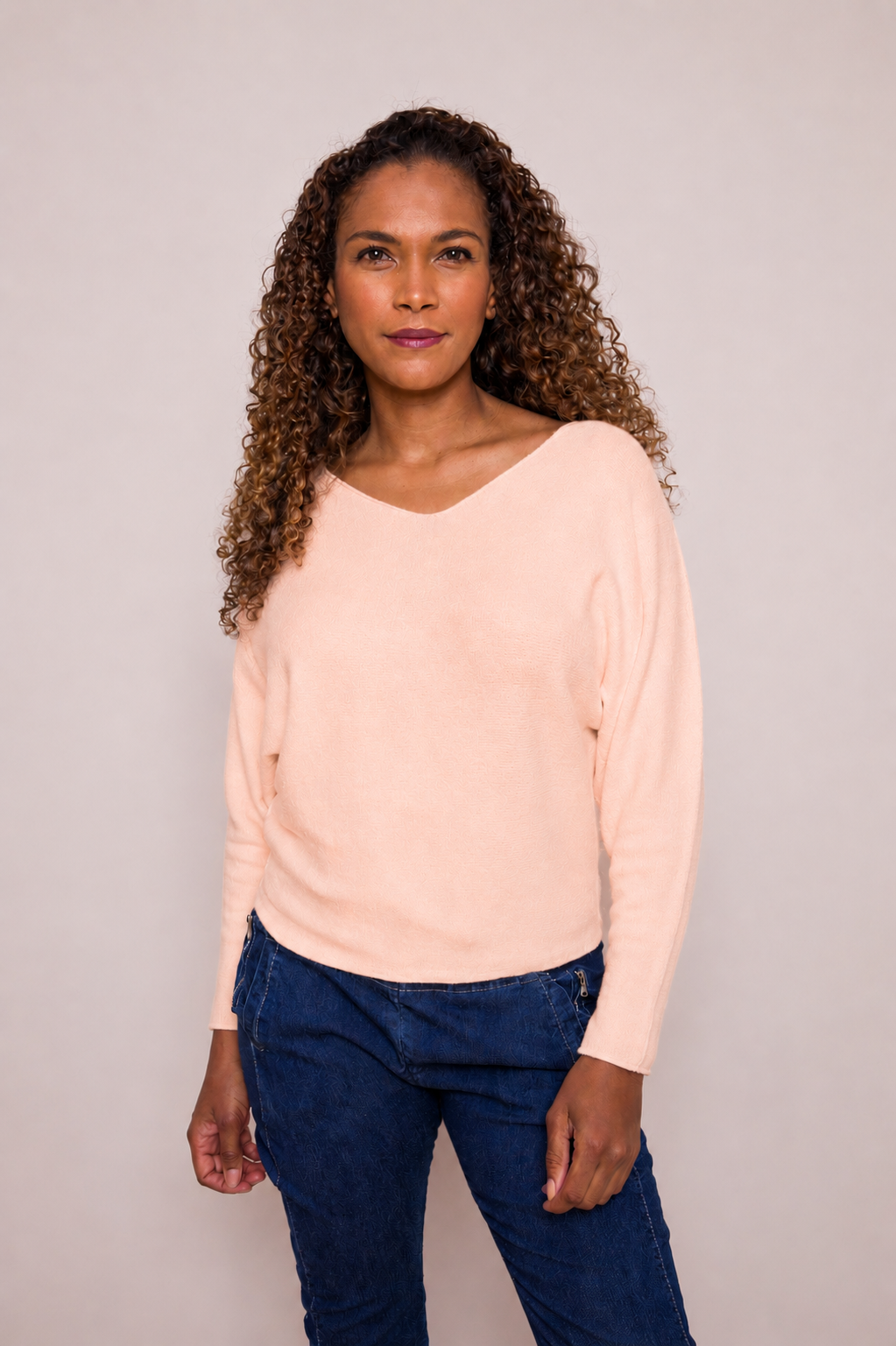 Leena Slash Neck Batwing Soft Knit Sweater - Suzy D London