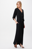 Harlem Satin Long Button Thru Dress - Suzy D London