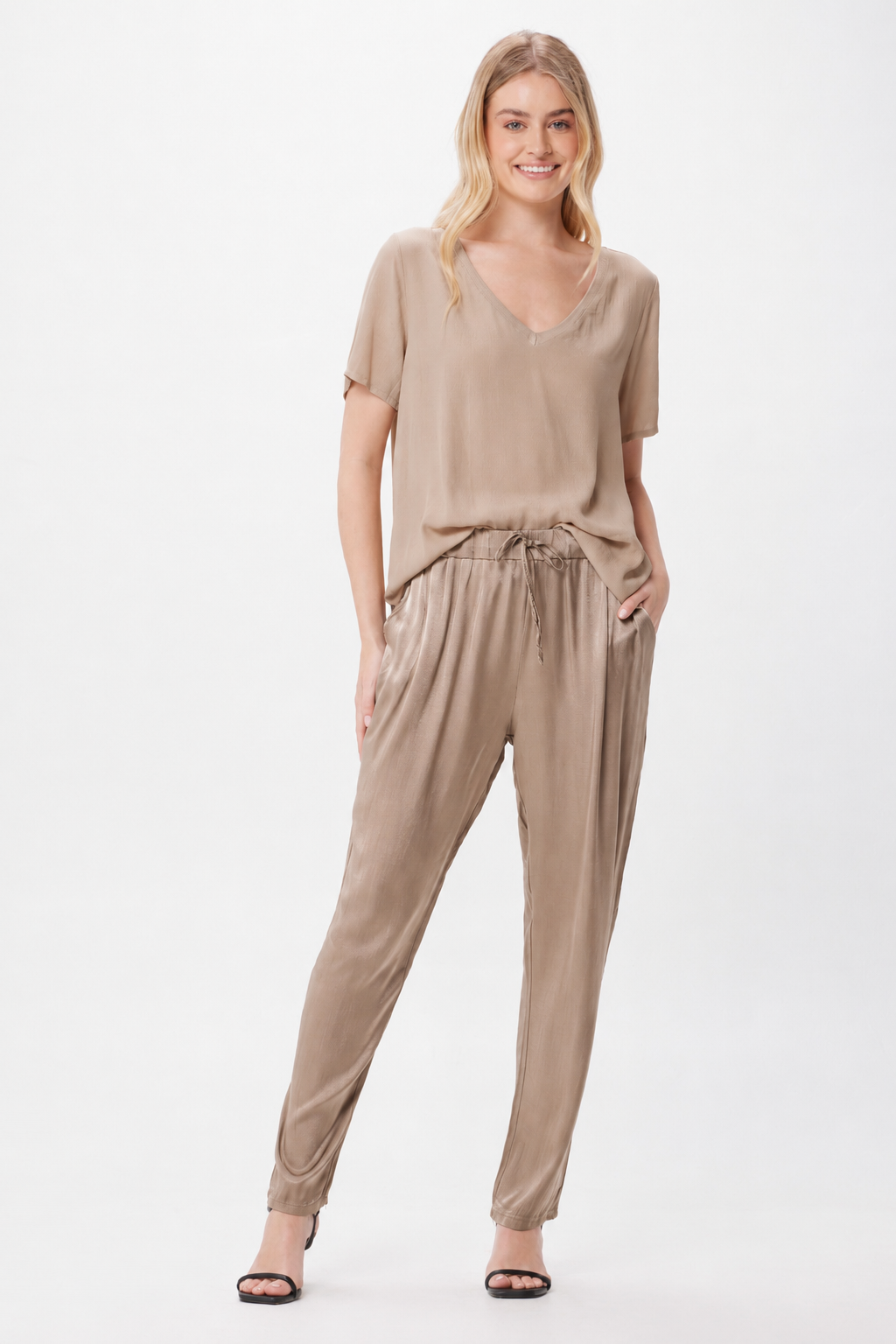 Halcyon Satin Relaxed Fit Tapered Pants - Suzy D London