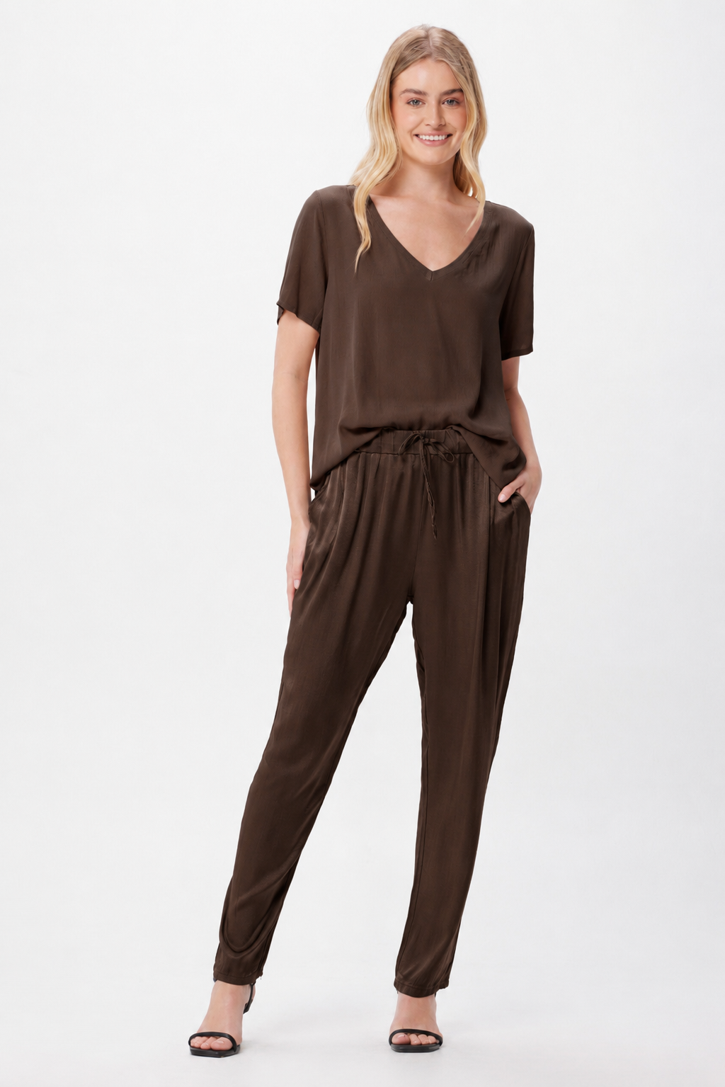 Halcyon Satin Relaxed Fit Tapered Pants - Suzy D London