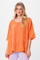 Selah Linen Hi Lo Fringe Tunic With Front Pockets - Suzy D London