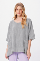 Selah Linen Hi Lo Fringe Tunic With Front Pockets - Suzy D London