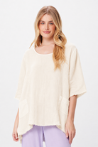 Selah Linen Hi Lo Fringe Tunic With Front Pockets - Suzy D London